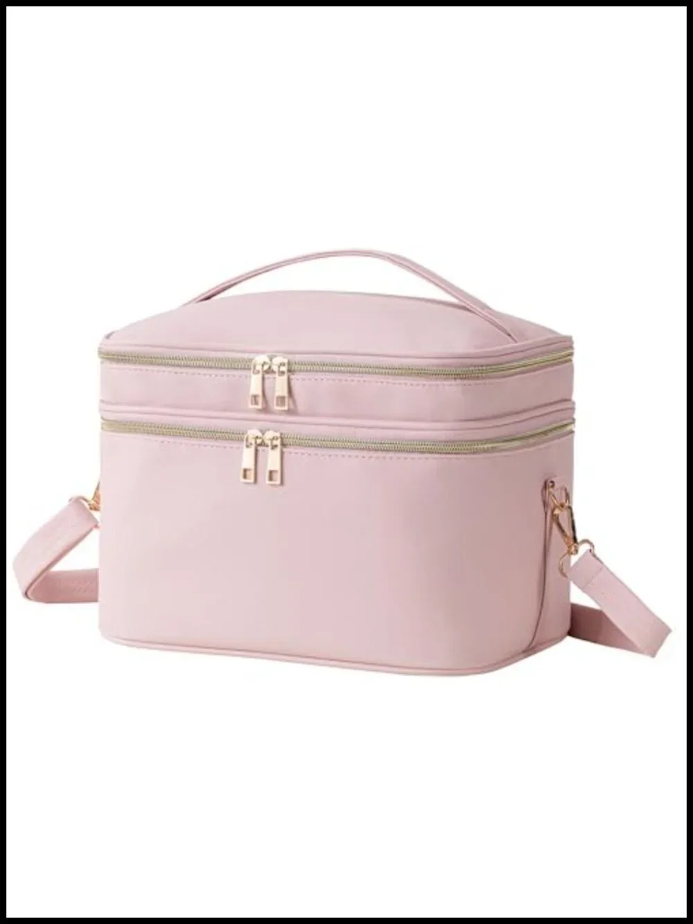 HBlife Extra Large Double Layer Travel Makeup Bag Portable Leather Cosmetic Bag